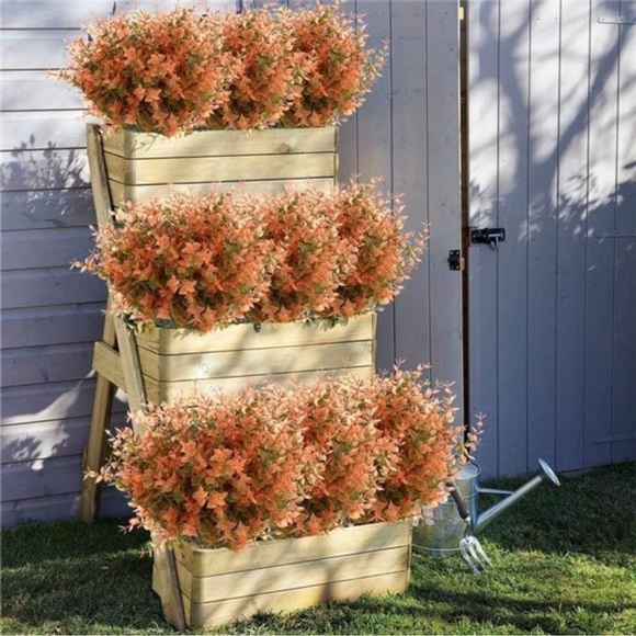 8 Bundles Artificial Fall Boxwood No Fade Faux Autumn Plants Fake Indoor Outdoor - Picture 5 of 8